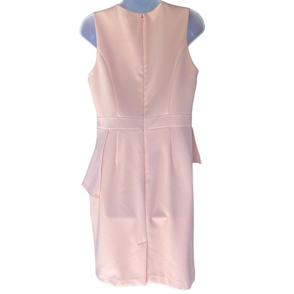 Eliza J Ella Ruffle Cascade Crepe Sheath Short Dress in Blush Pink Size 10 - Picture 4 of 8